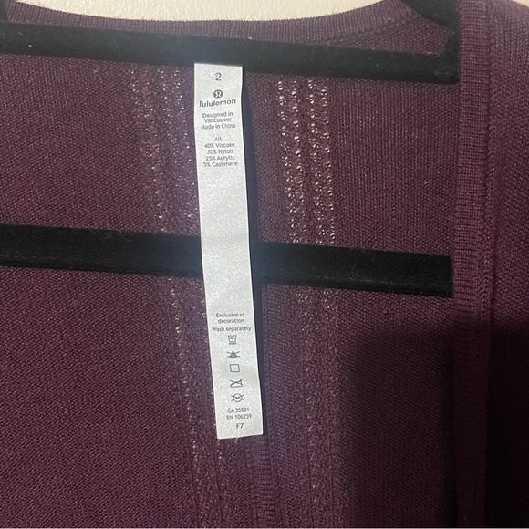 Lululemon Call In Cozy Wrap Burgundy Long Line Cardigan Size 2 - Picture 10 of 10